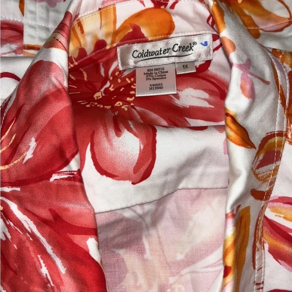 Coldwater Creek floral cotton stretch light jacket plus size 1X - Picture 4 of 5